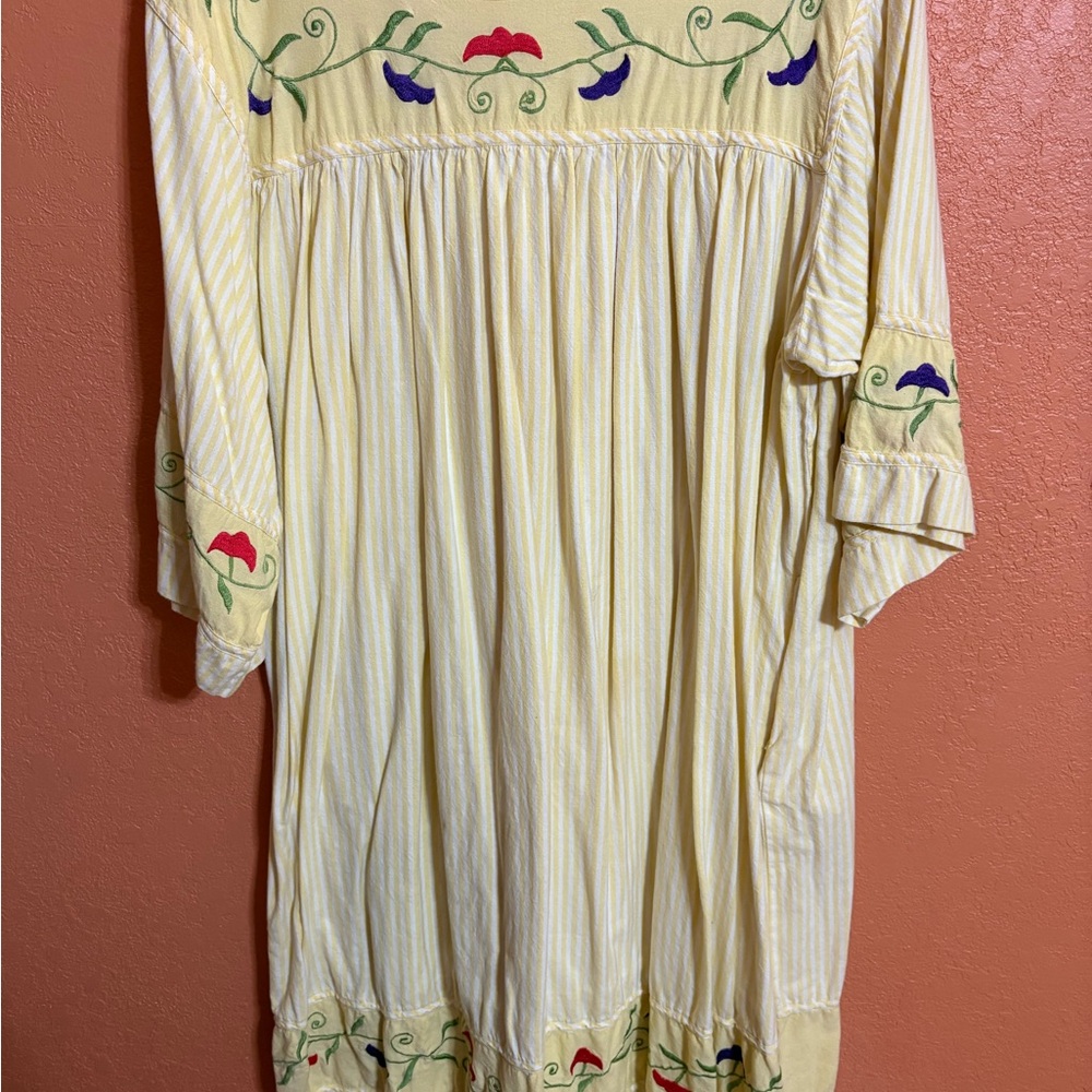 Santé Classics Yellow Vintage Dress with Embroidery